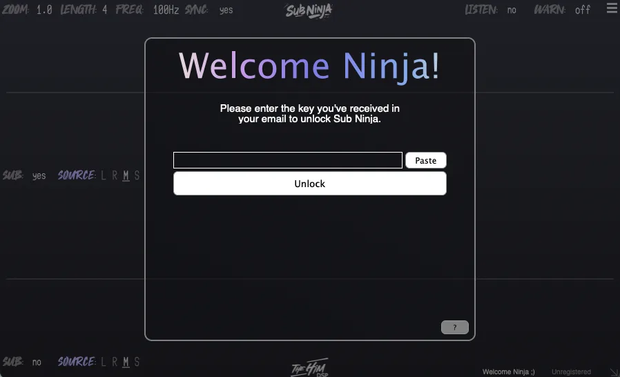 Sub Ninja activation screen