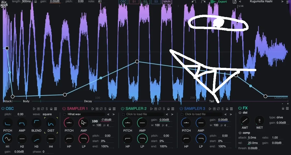A hi-hat sample loaded into a sample layer